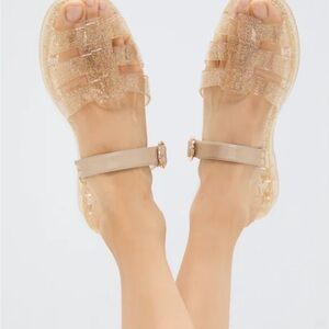 Tuckernuck Champagne Glitter Riley Jelly Sandals